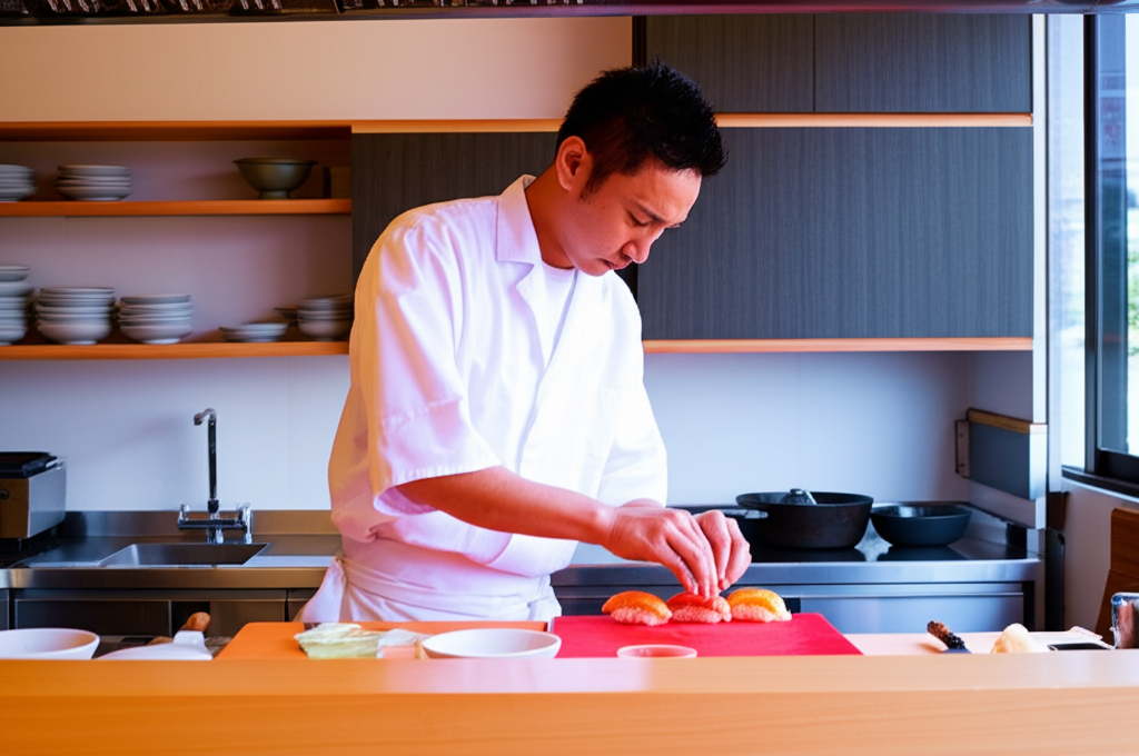 Nuestro equipo preparando sushi